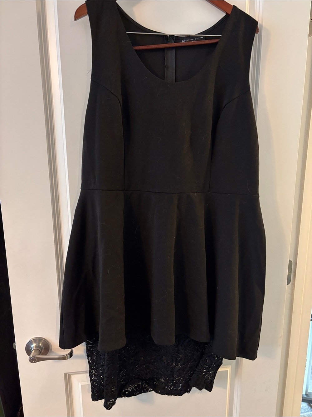 Fashion to Figure Black Mini Dress with Lace Hem